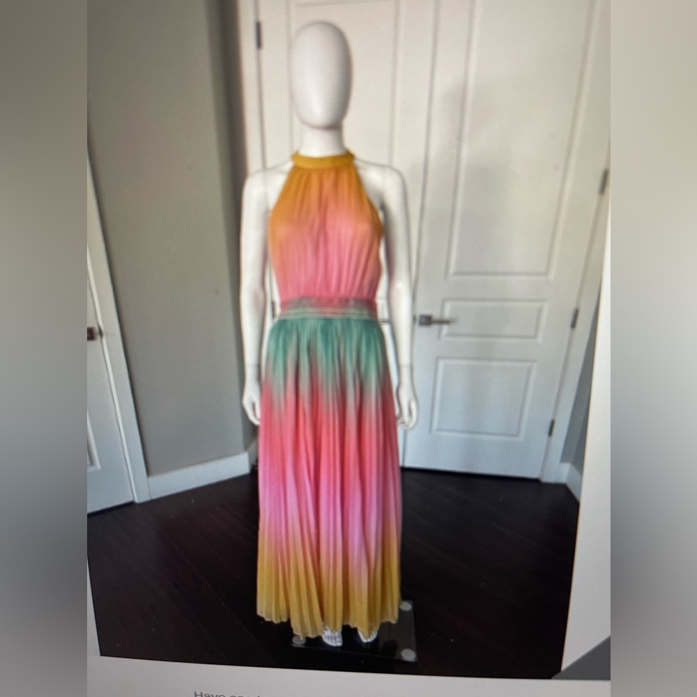 Rocco Sand Zale Chiffon halter Neck Maxi dress.